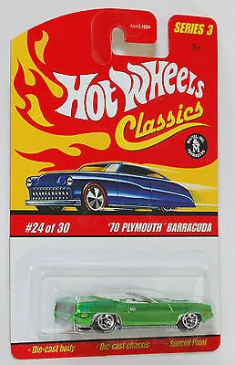 Hot Wheels Classics '70 Plymouth Barracuda Convertible Green 1:64 Series 3-0